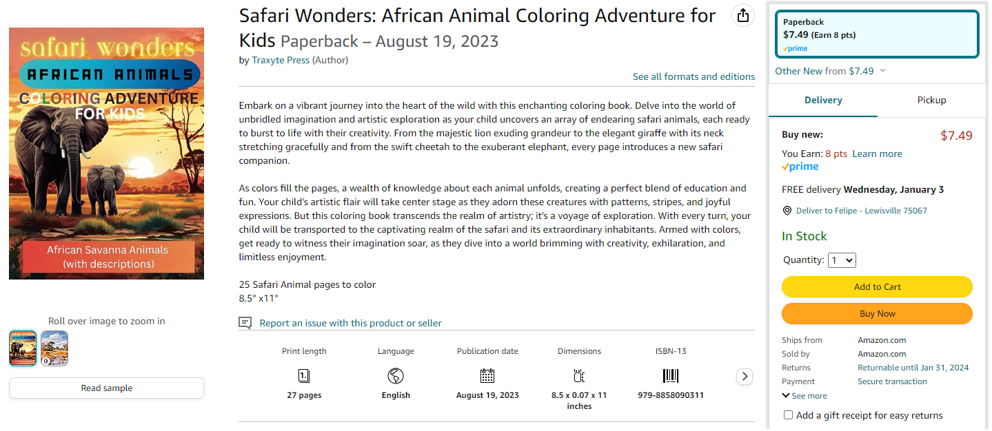 Safari Wonders: African Animal Coloring Adventure for Kids